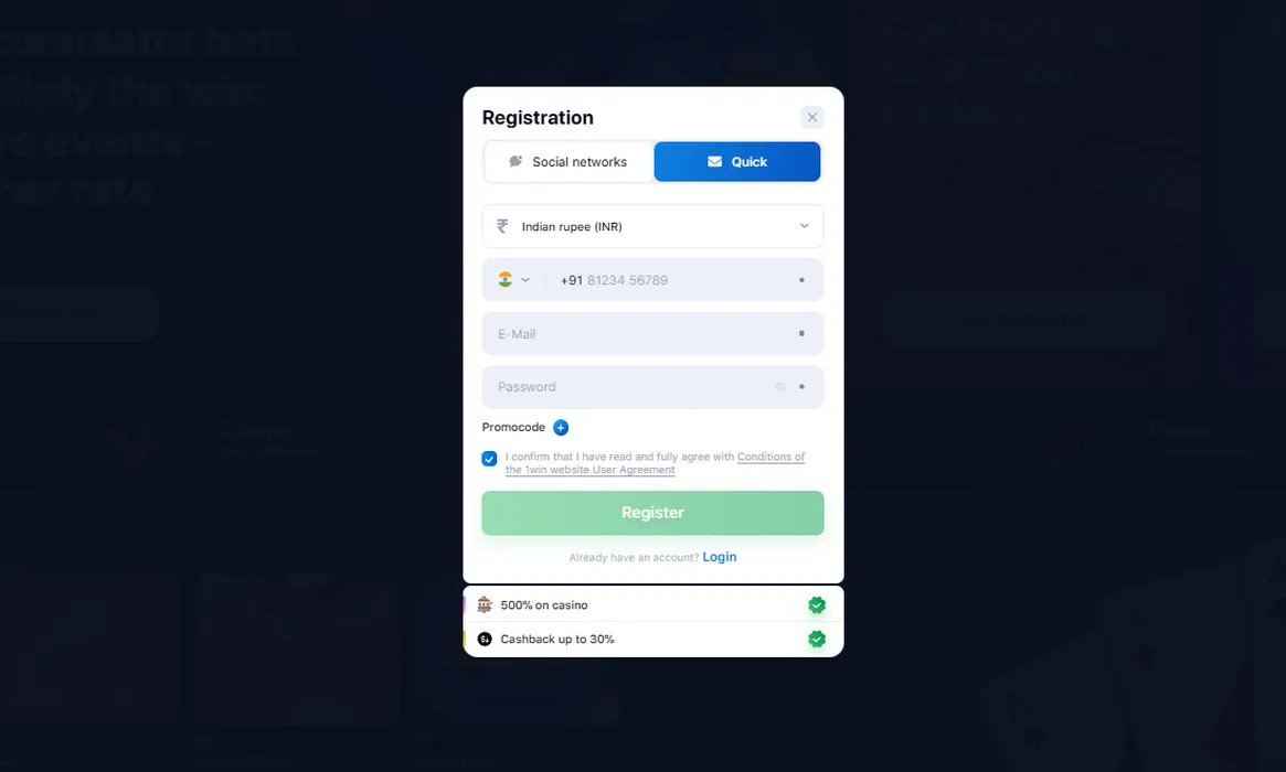 1win register 1win register